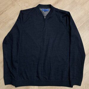 Vince Camuto Mens Large L Navy Blue 1/4 Quarter Zip Pullover Sweater Preppy